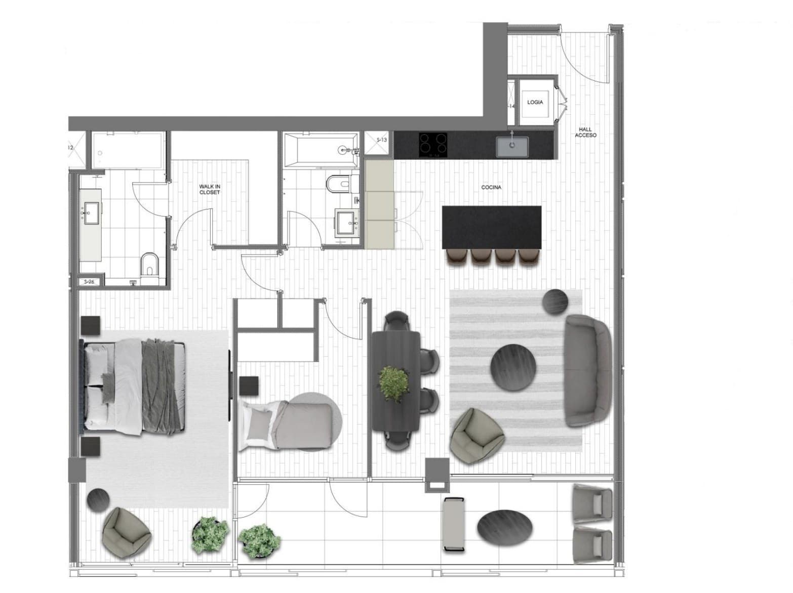 Apartment floor plan · Two-Bedroom Apartment with Balcony