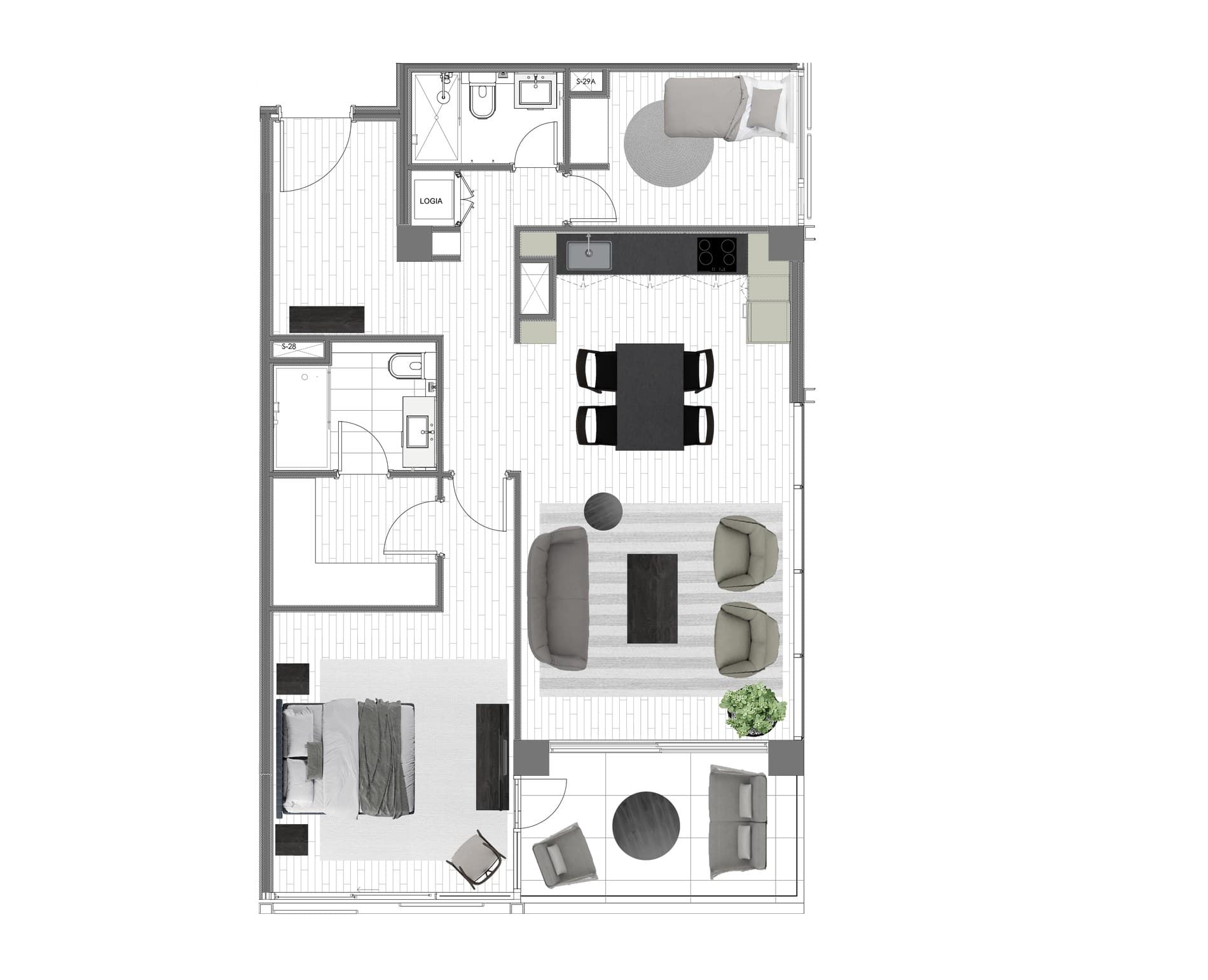 Plano del departamento · Two-Bedroom Apartment