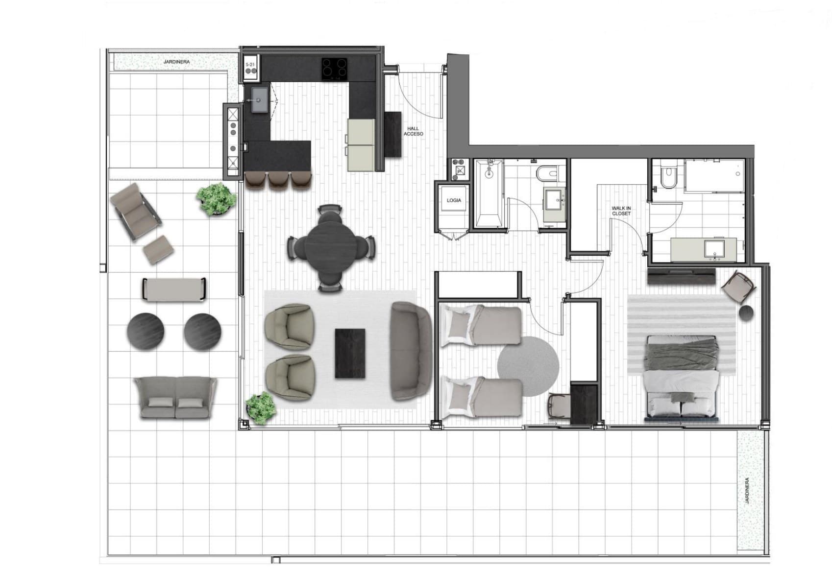 Plano del departamento · (PH) Two-Bedroom Deluxe Apartment