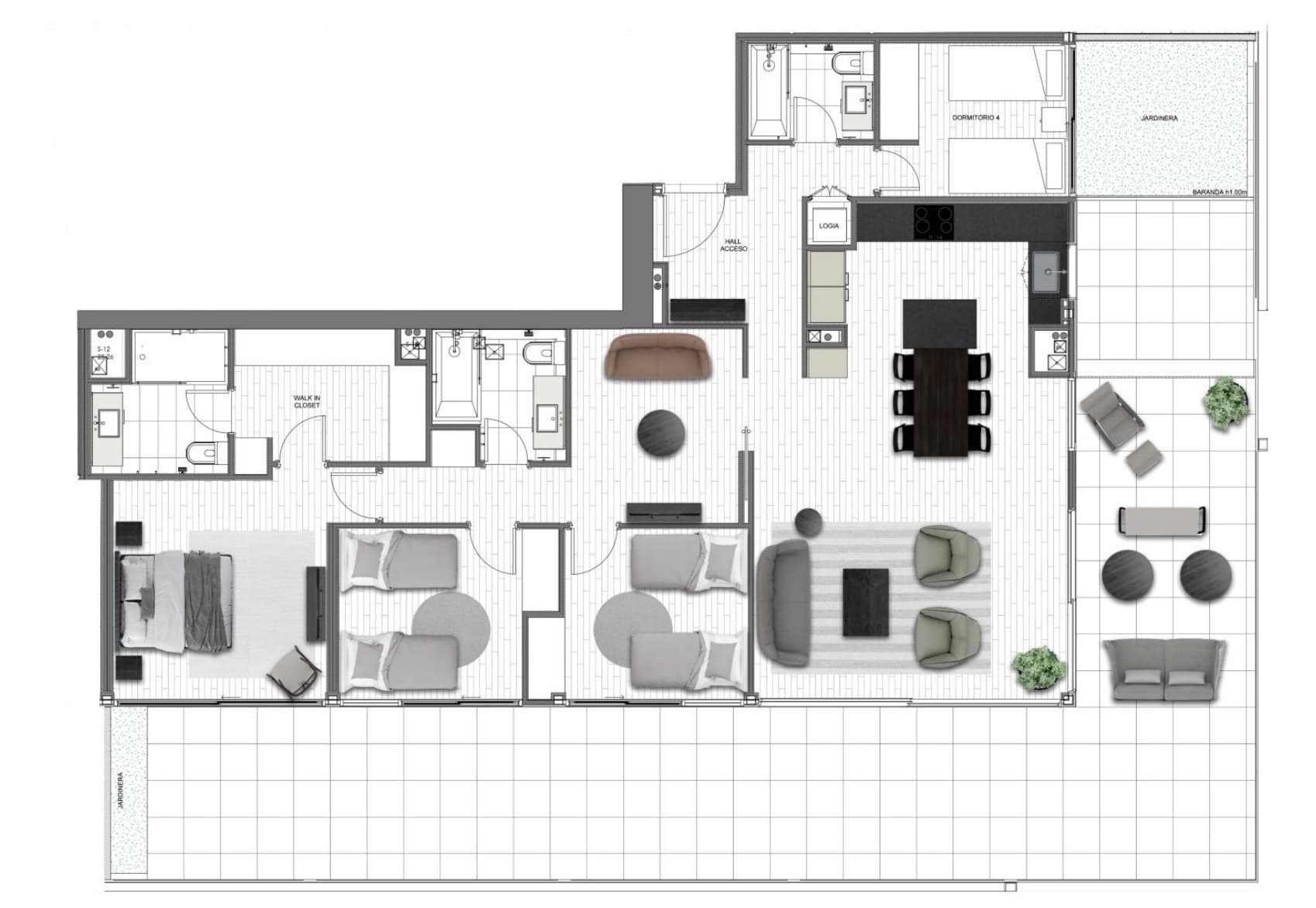 Plano del departamento · (PH) Four-Bedroom Deluxe Apartment
